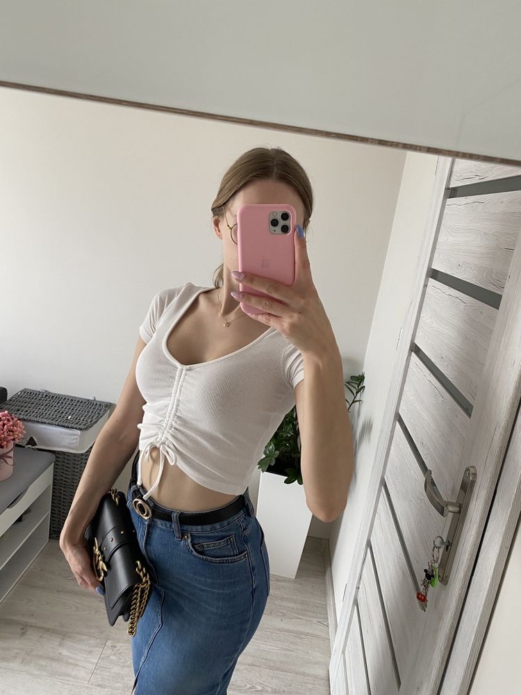 Crop top bluzka xs brave soul biała ściągacz