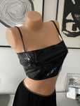 Asos vinyl crop top M 38 czarny maff calzedonia pod marynarkę