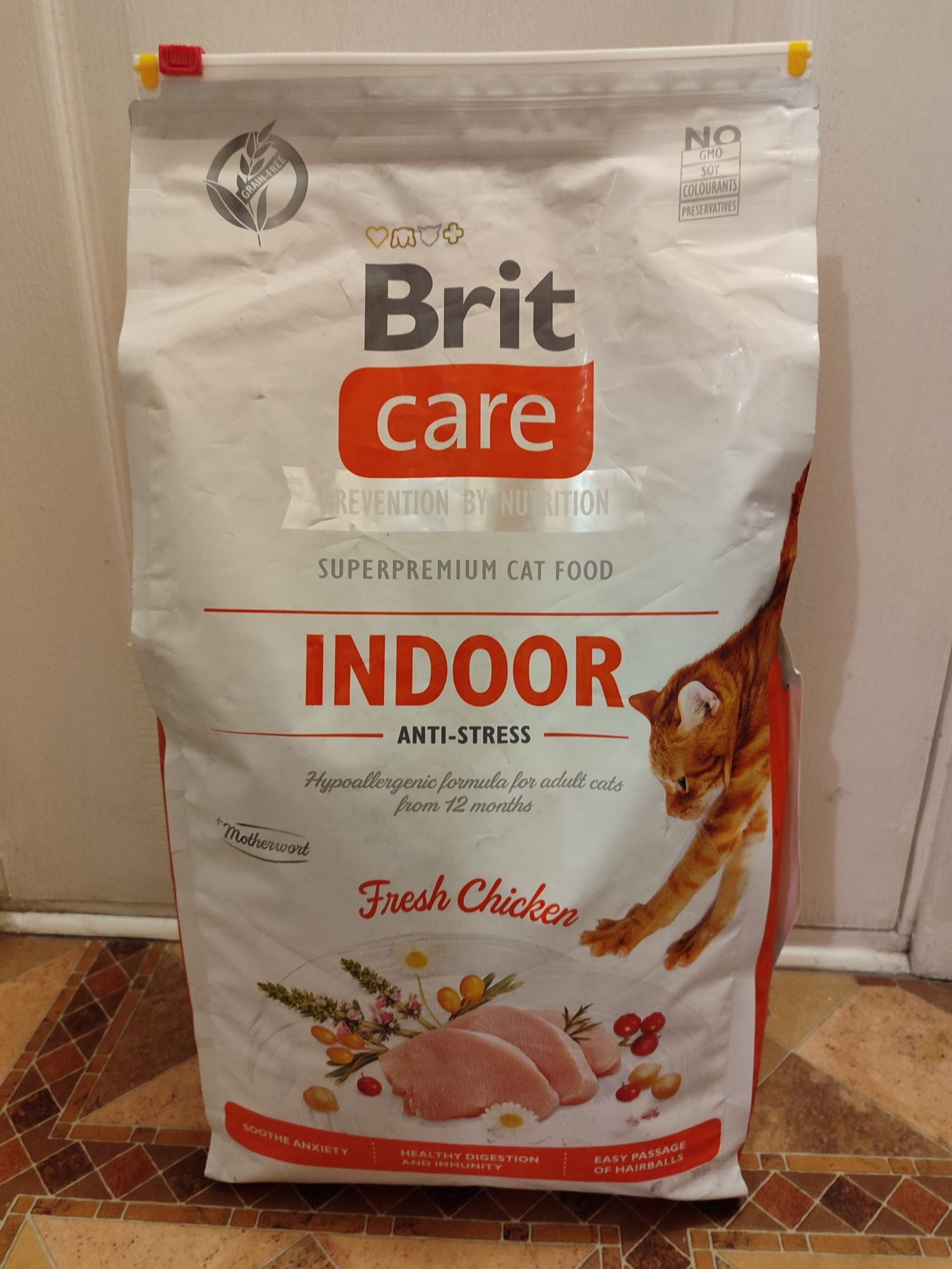 Сухой корм для котов курица Brit Care Indoor Anti Stress Chicken 7кг