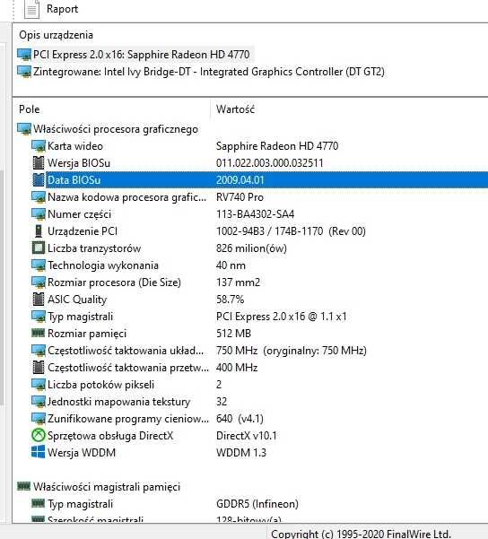Karta graficzna Ati Radeon HD4770 pamięć 512MB 2x DVI