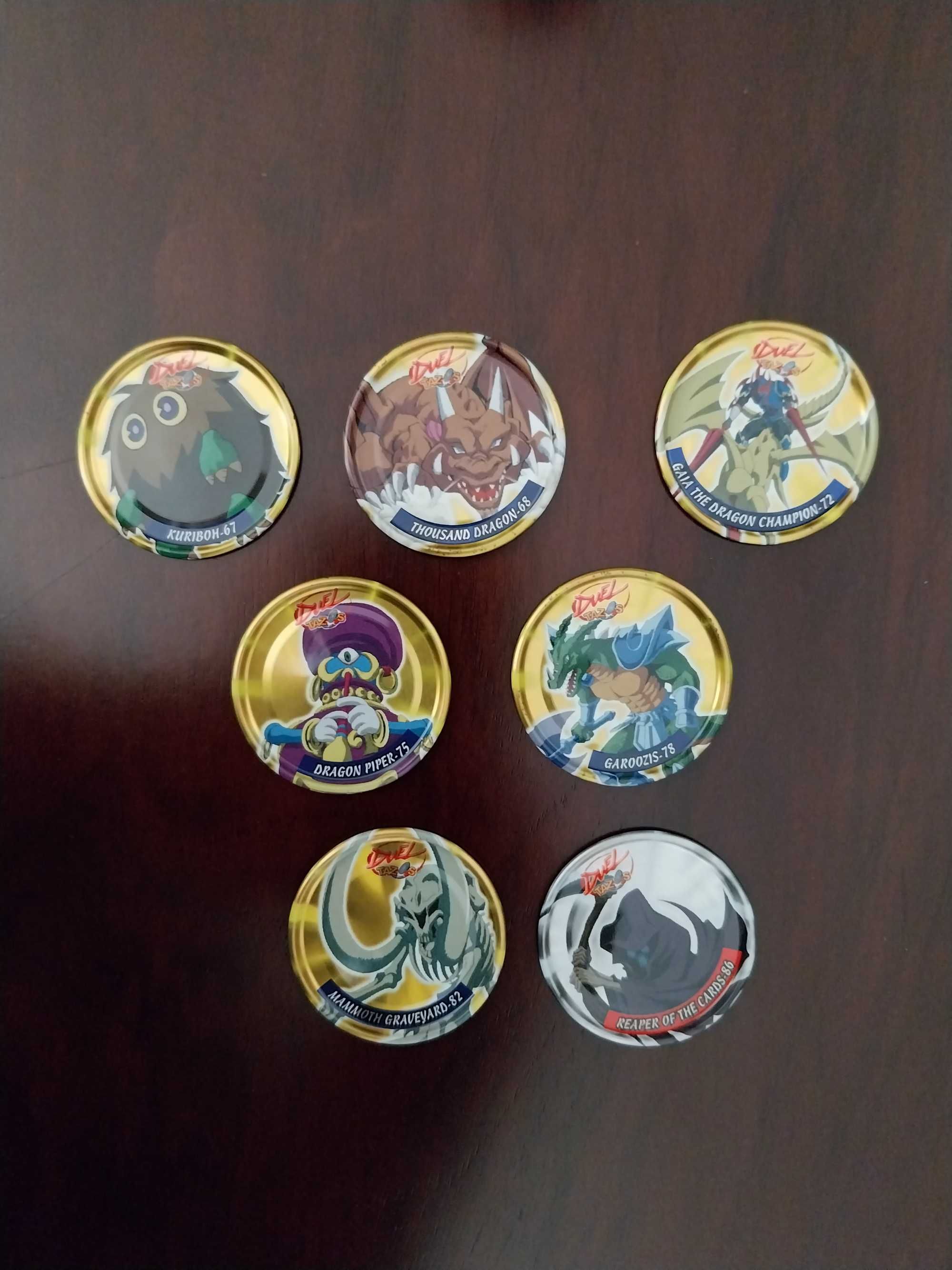 Conjunto de 7 Duel Tazos Yu Gi Oh