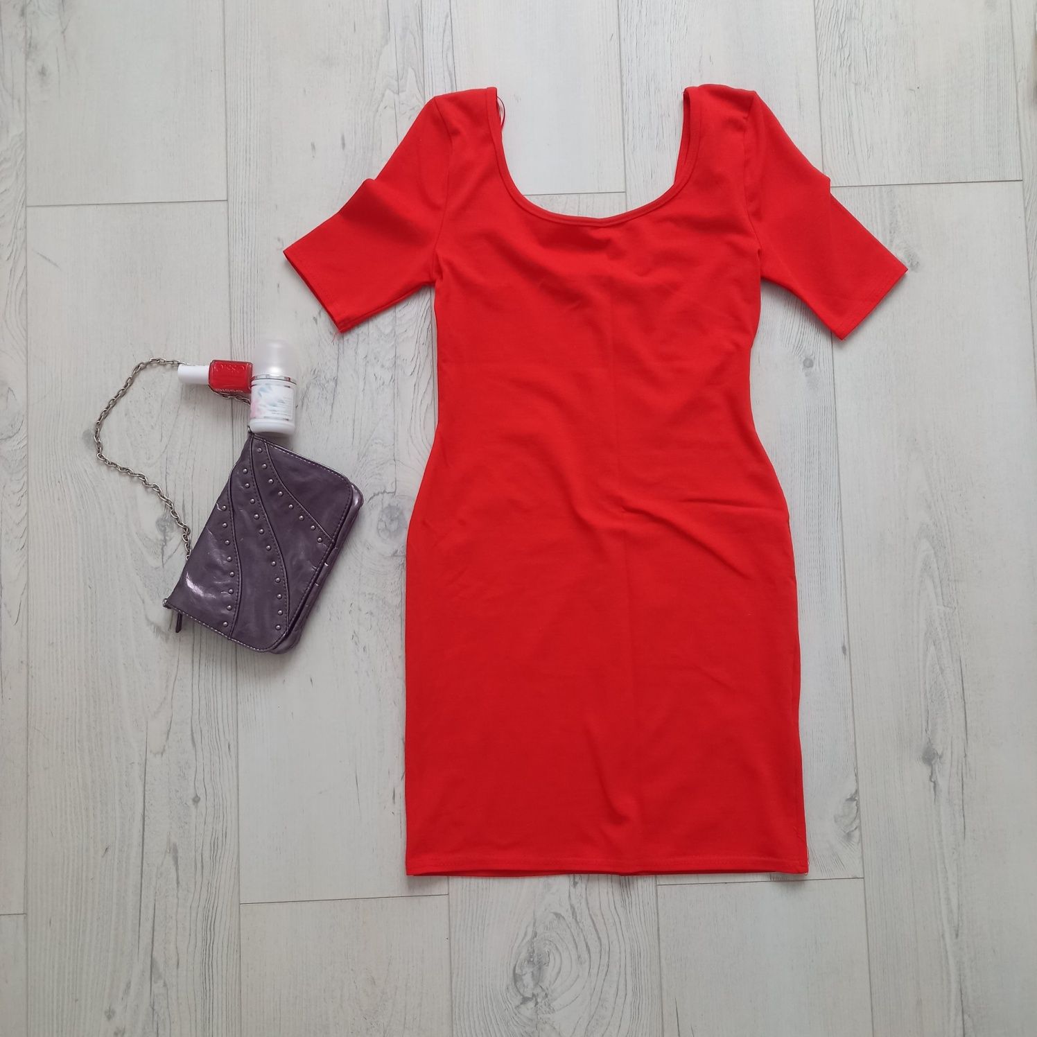 Czerwona sukienka mini New Look krótka elastyczna bodycon tuba M