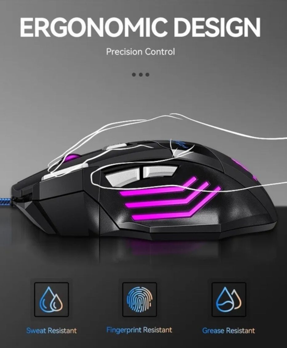 Мышка игровая S288 с RGB подсветкой 5500DPI