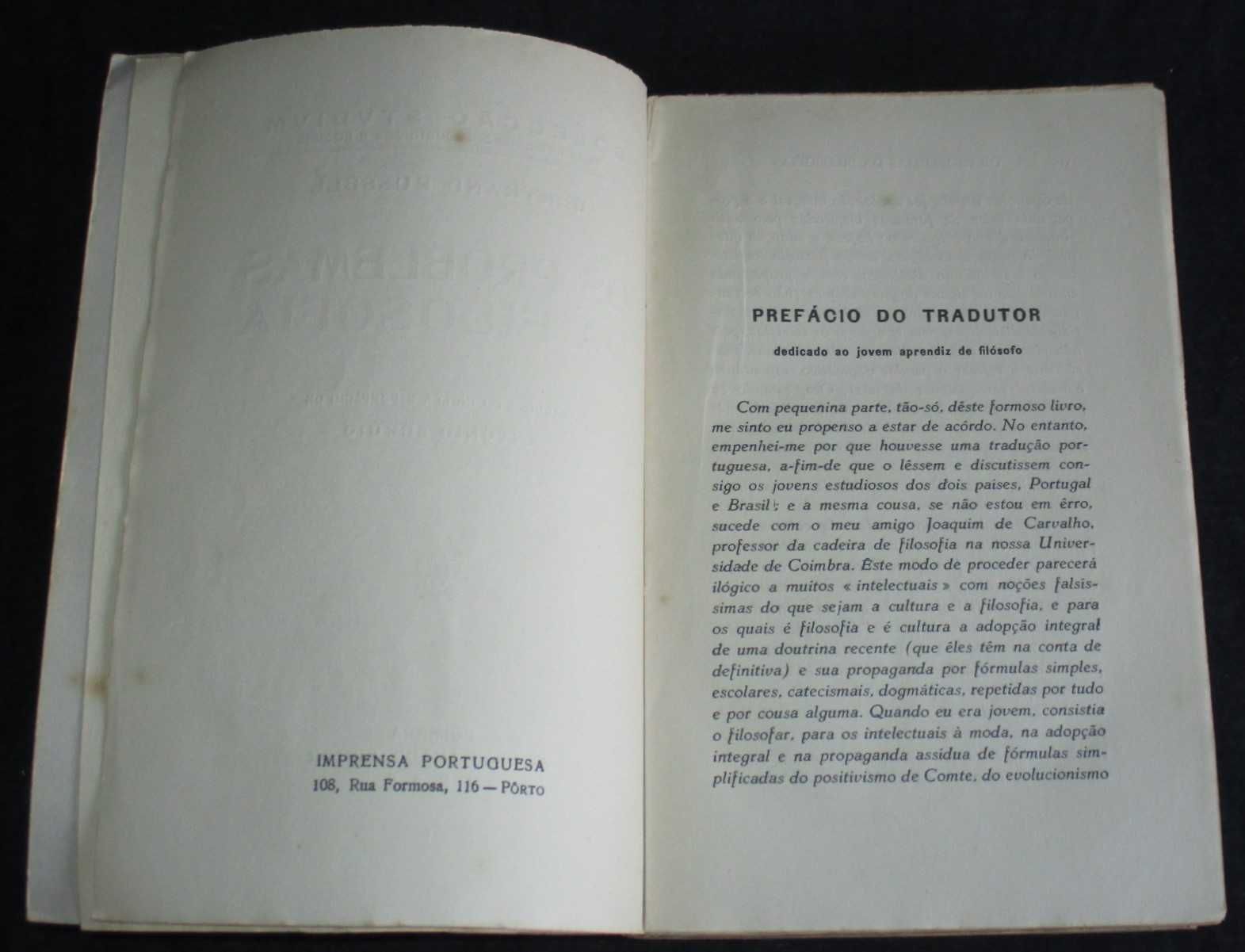 Livro Os Problemas da Filosofia Bertrand Russell 1939