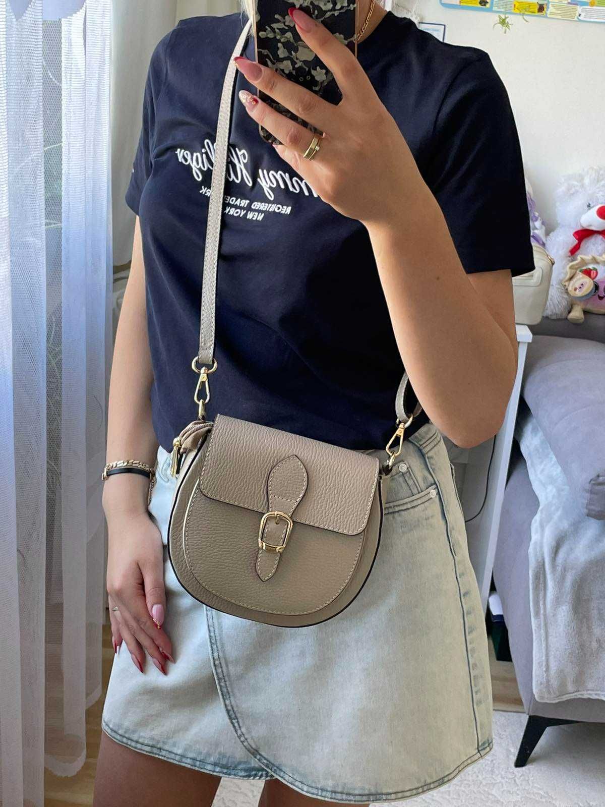 Nowa damska skórzana torebka listonoszka Made in Italy Genuine Leather