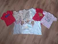 6 x T-shirt+ 3 x koszulka bez rękawów dla dziewczynki rozmiar 98