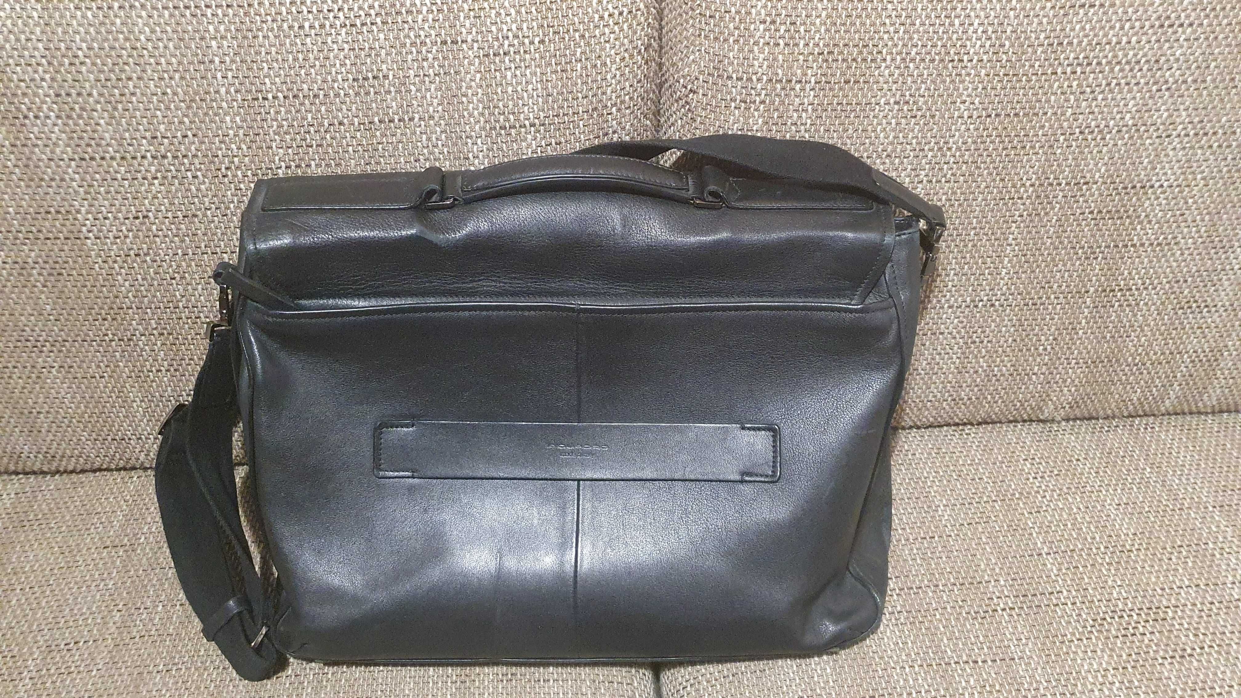 Piquadro David Sporttasche, 32 cm torba skórzana czarna skóra vintage