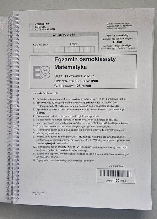 Egzamin Ósmoklasisty Arkusze  CKE Matematyka 8 klasa 2021 - 2025