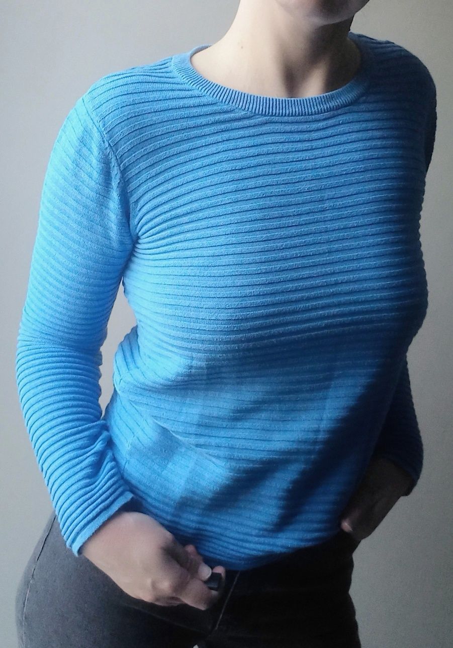 Sweter Sweterek Bluzka Bawełna Wiskoza M S Niebieski Błękitny