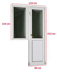 Drzwi tarasowe z oknem PCV 125/212 cm