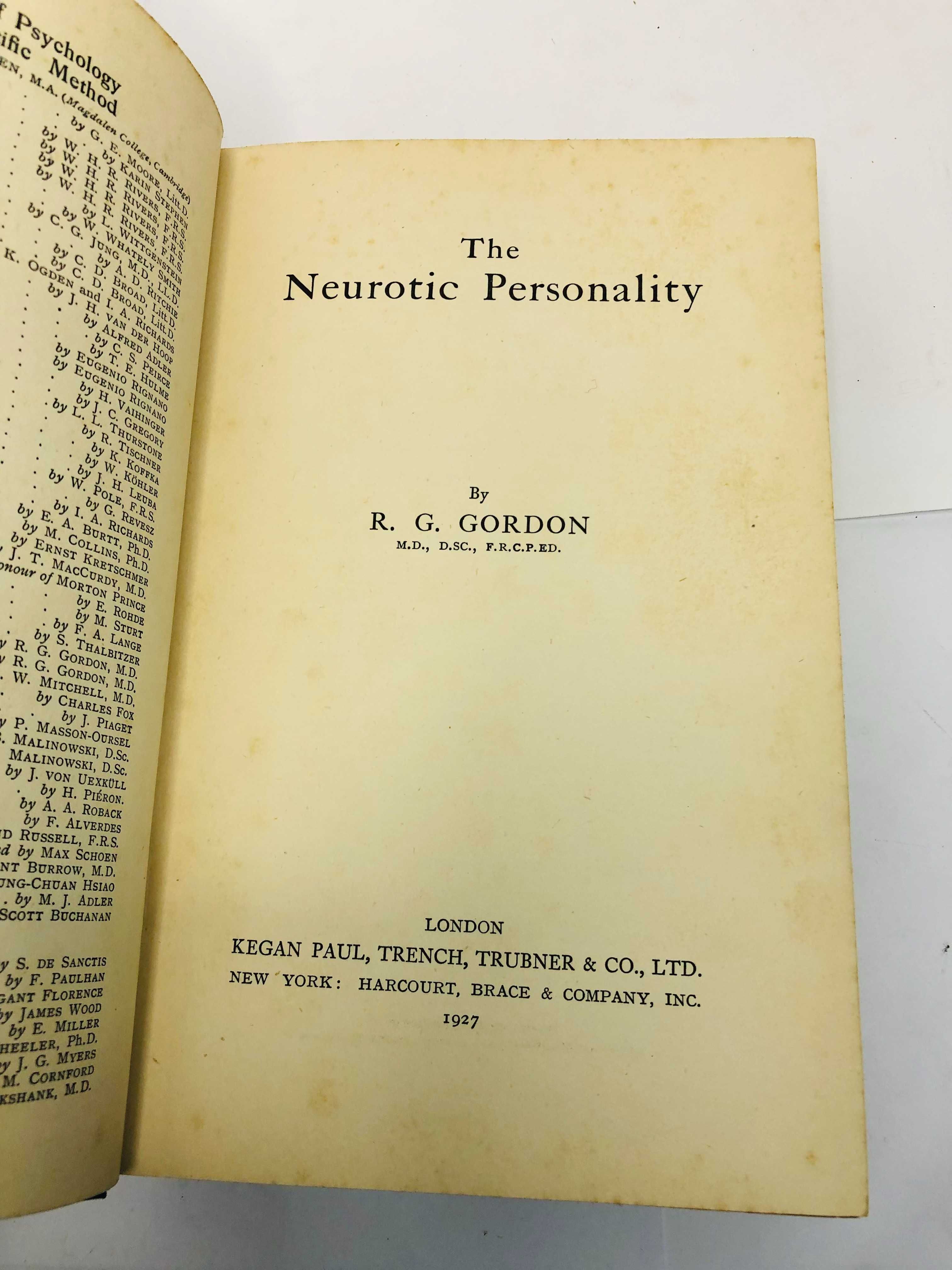 The Neurotic Personality 1ª Edição - R. G Gordon