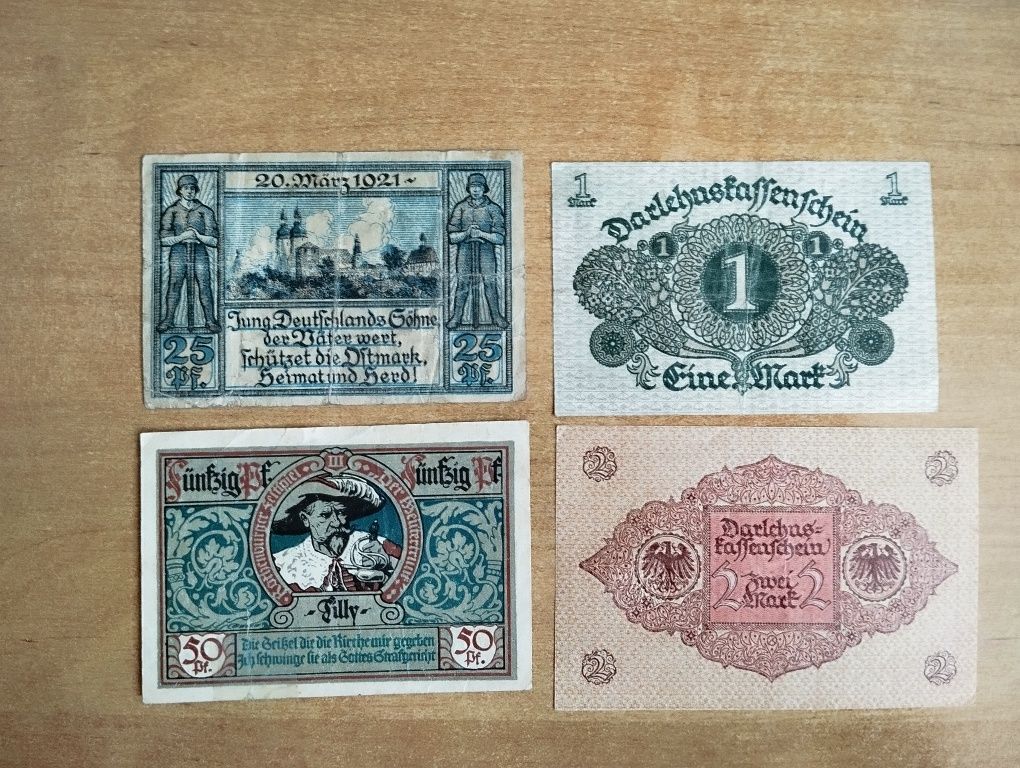 Banknoty niemieckie. Zestaw 4 sztuk.