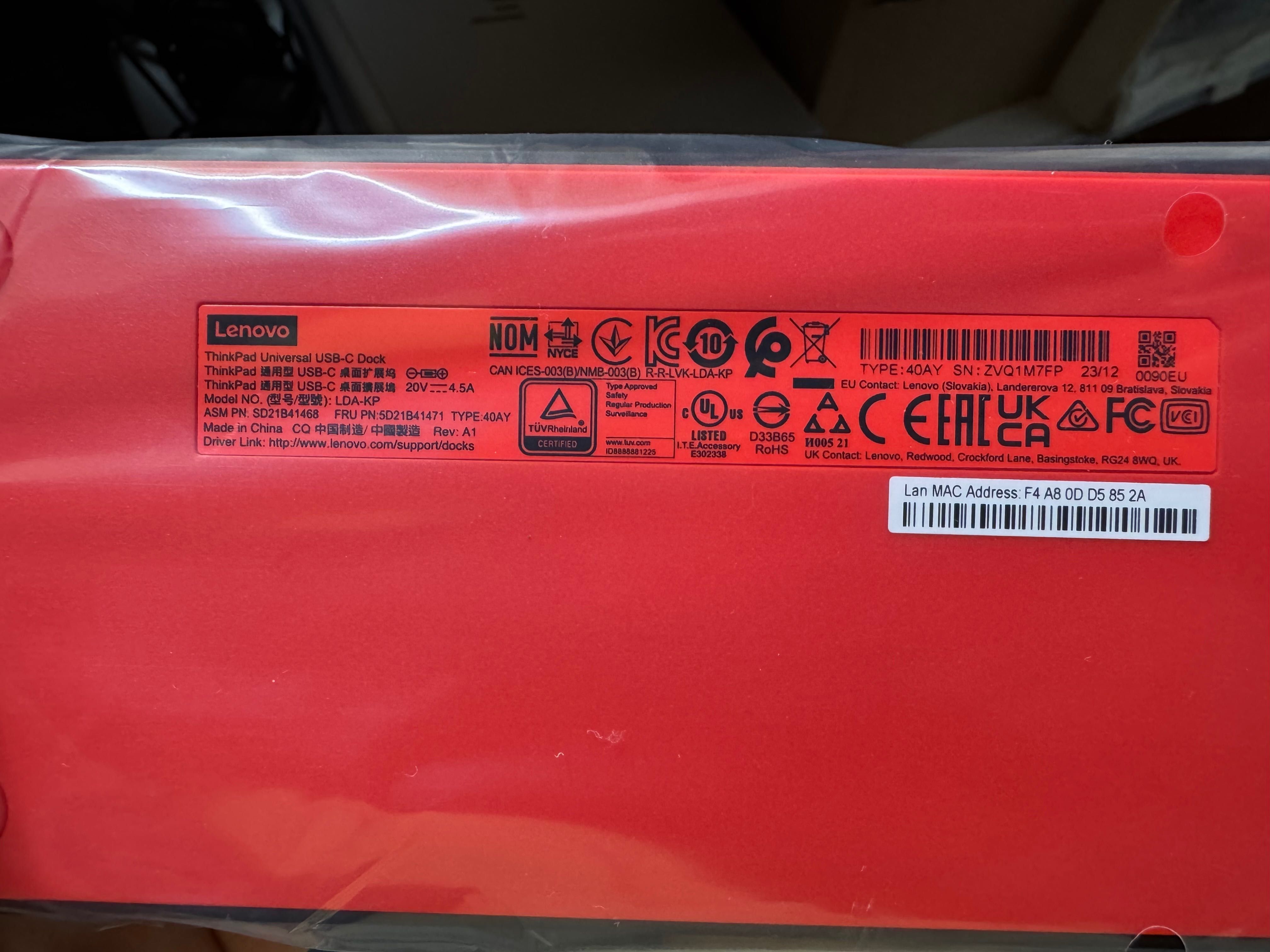 NOWA Stacja dokująca Lenovo ThinkPad USB-C Dock Typ 40AY