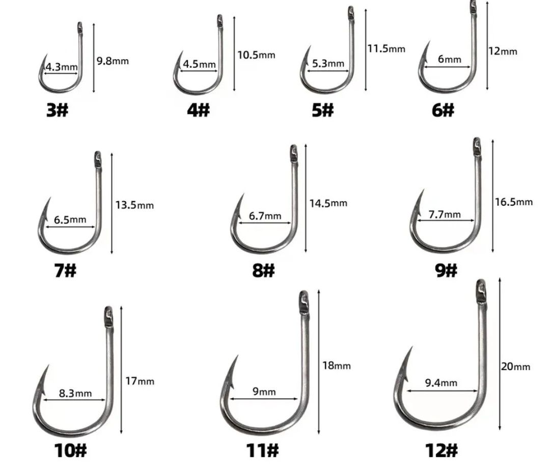 Haczyki wędkarskie 400szt, 10 wielkości