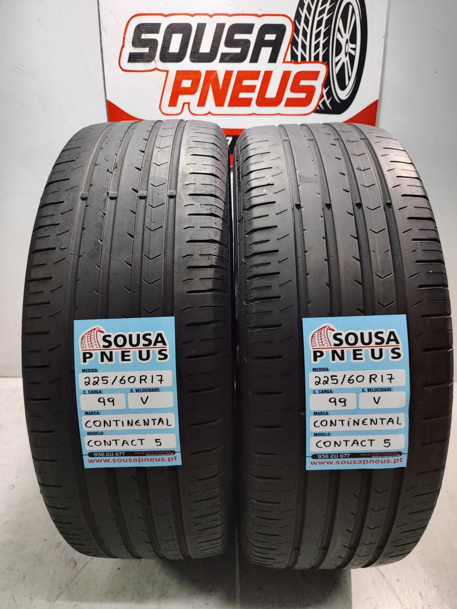 2 pneus semi novos continental 225/60R17 99V Oferta dos Portes