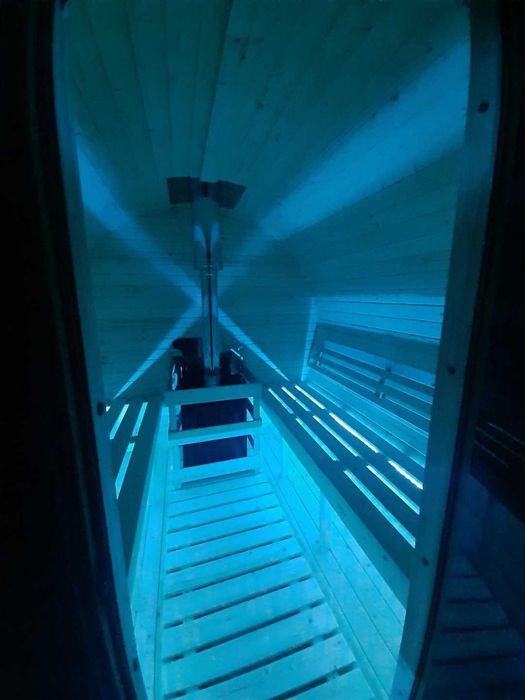 Sauna ogrodowa beczka kompletna z piecem i akcesoriami