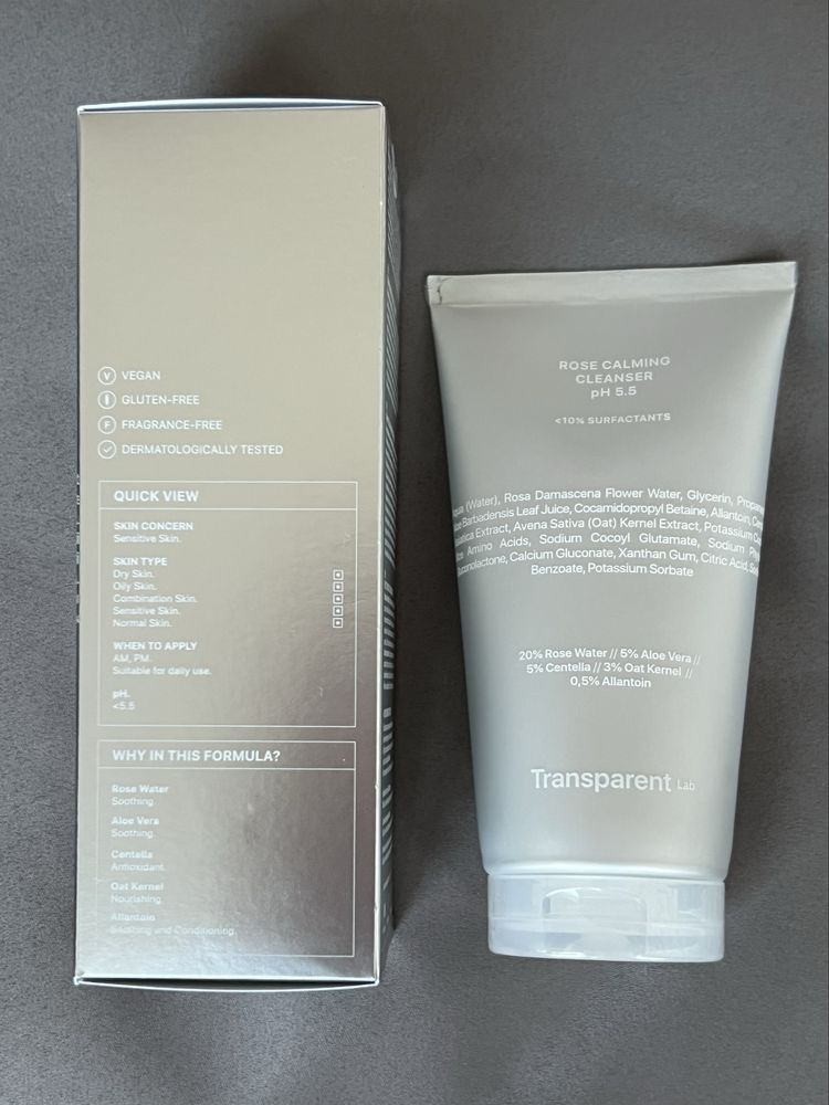 Гель для вмивання Transparent-lab rose calming cleanser ph 5.5 150 мл