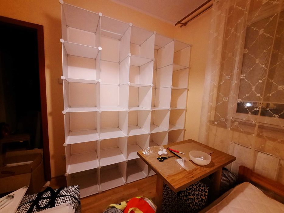 Szafa modułowa garderoba 30 półek prostok. + półki narożne + 2drążki