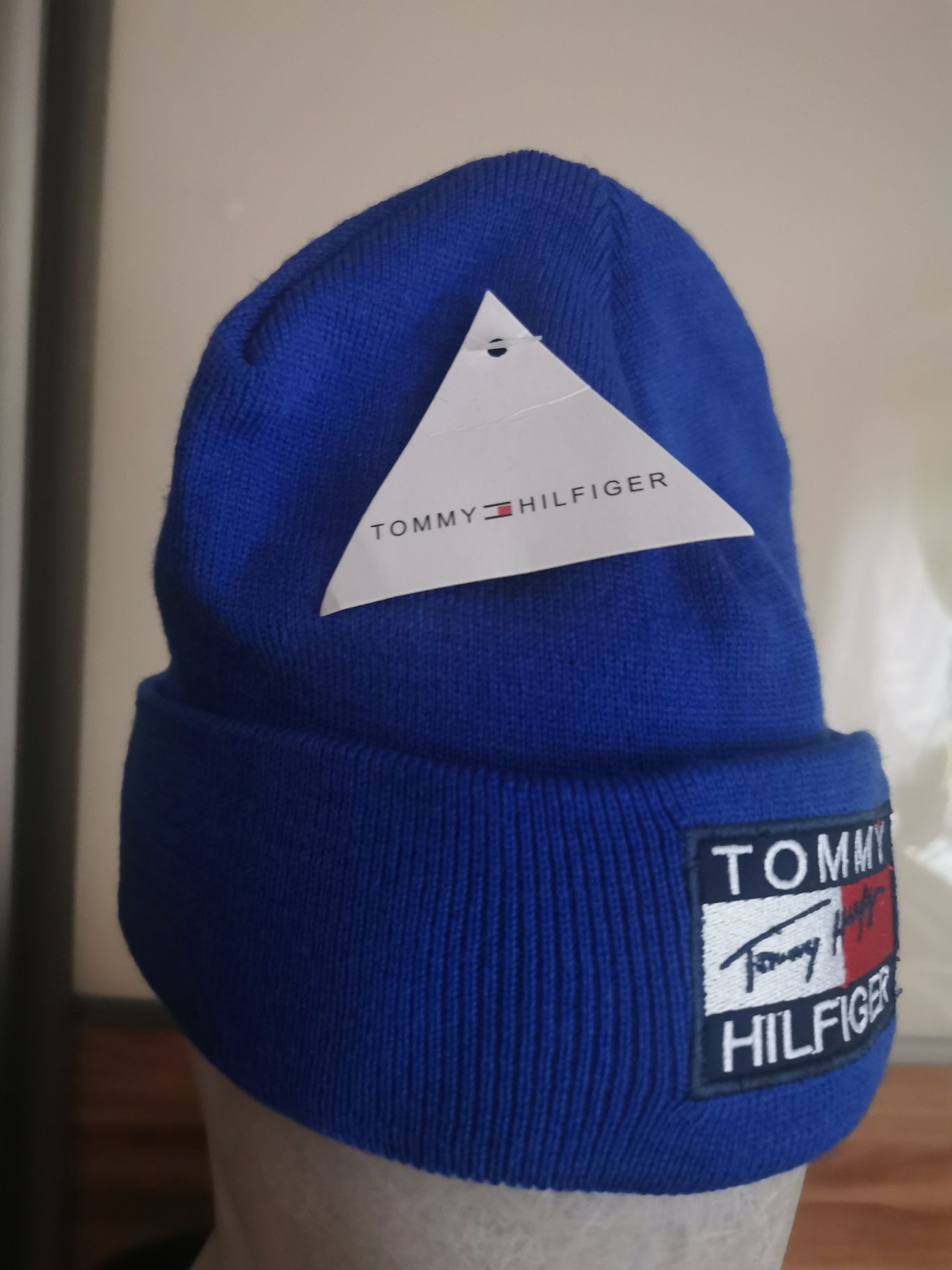 Nowa czapka damska/męska Tommy Hilfiger w kolorze chabrowym logo szyte