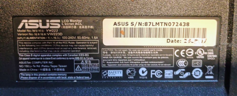 Monitor Asus 22 cale