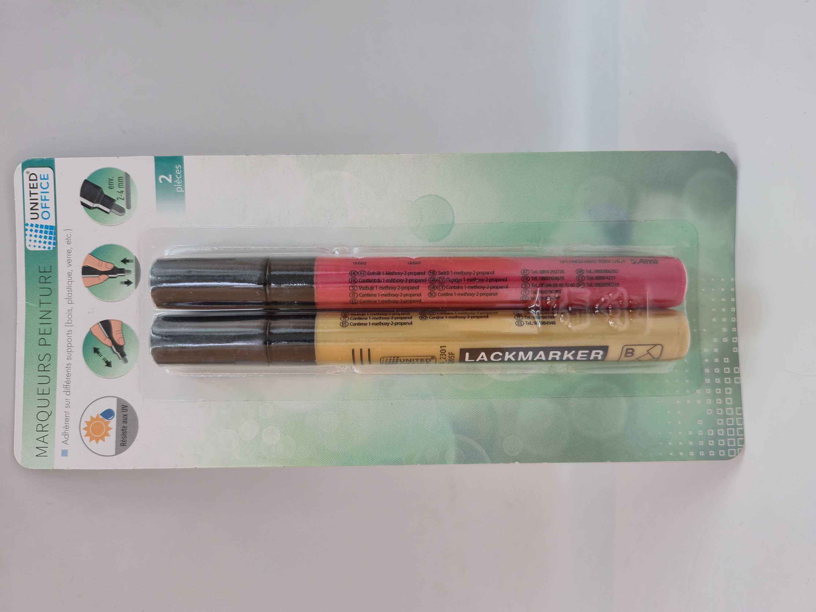 Marker dekoracyjny United Office 2szt. złoty i czerwony