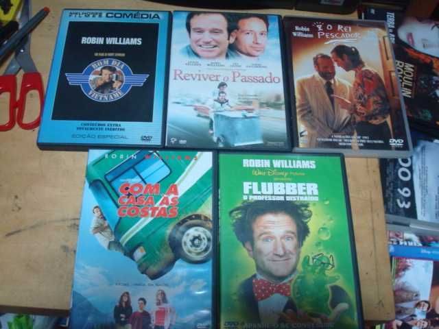 5 dvds  robin williams,rei ,flubber o professor distraido,jumanji