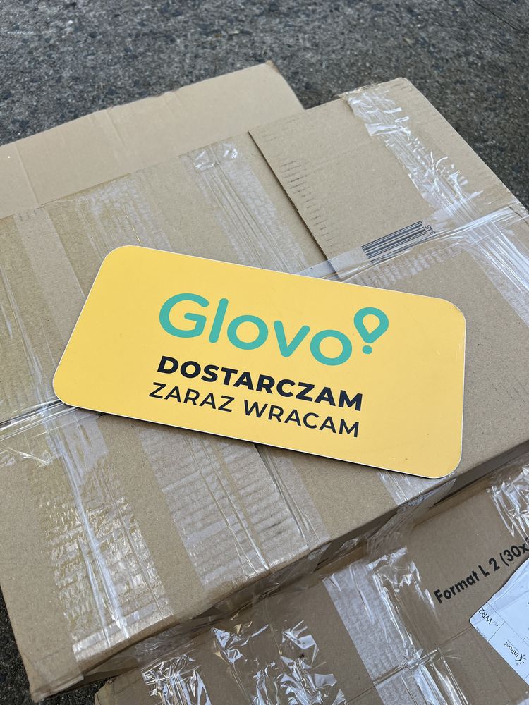 Nowa Tablica glovo dostawczy rower kurier samochód auto