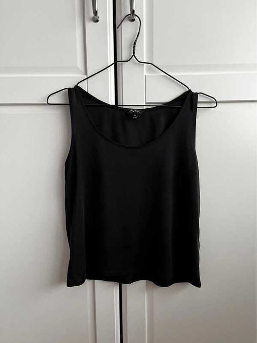 MONKI czarny pudełkowy top XS 34 modal basic