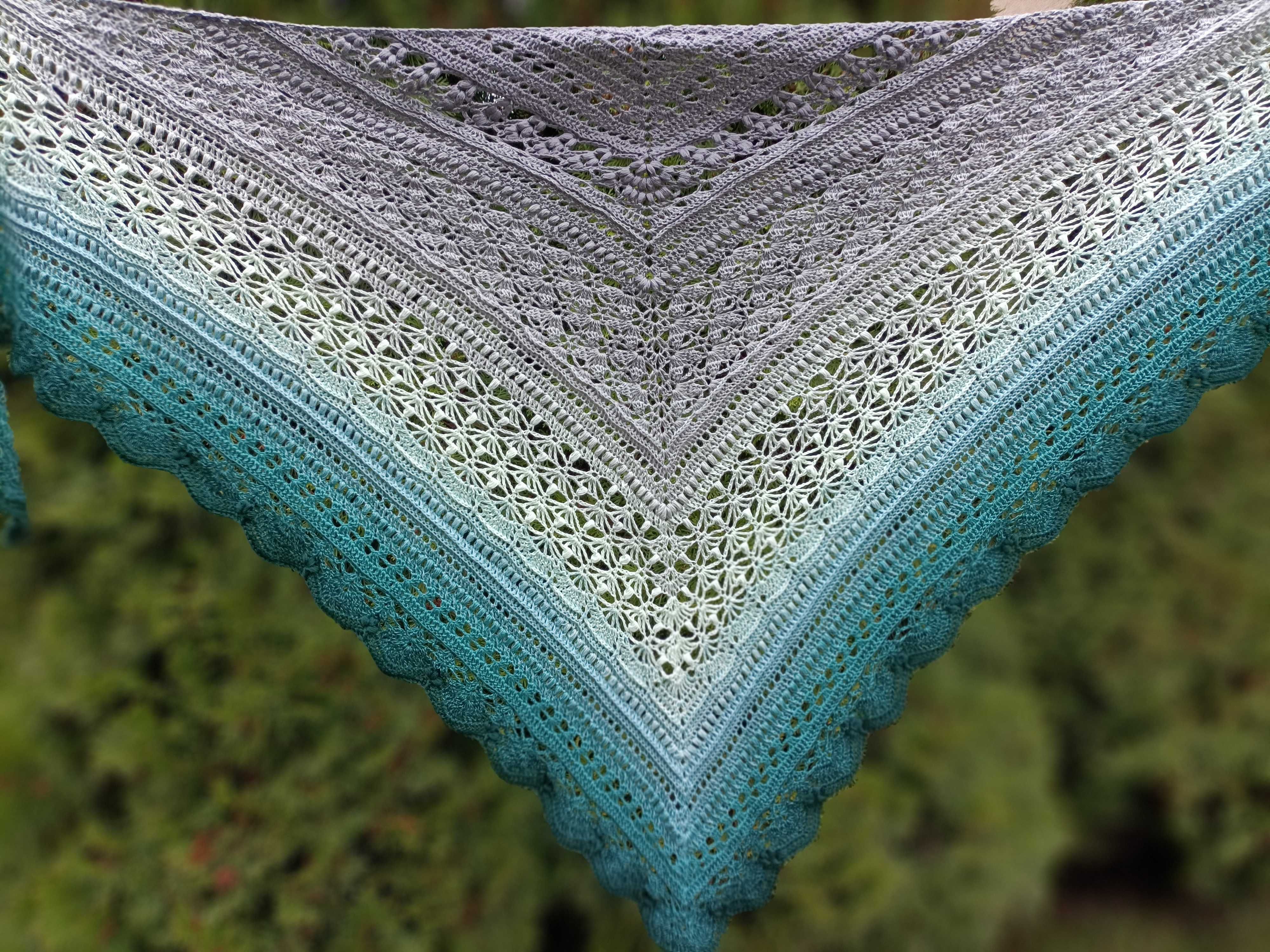 Chusta Ombre, ręcznie robiona na szydełku, szydełko, Handmade