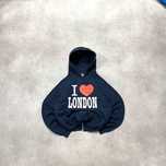 Vintage Bluza I Love London Spellout Hoodie Big Logo Retro Y2K Trendy
