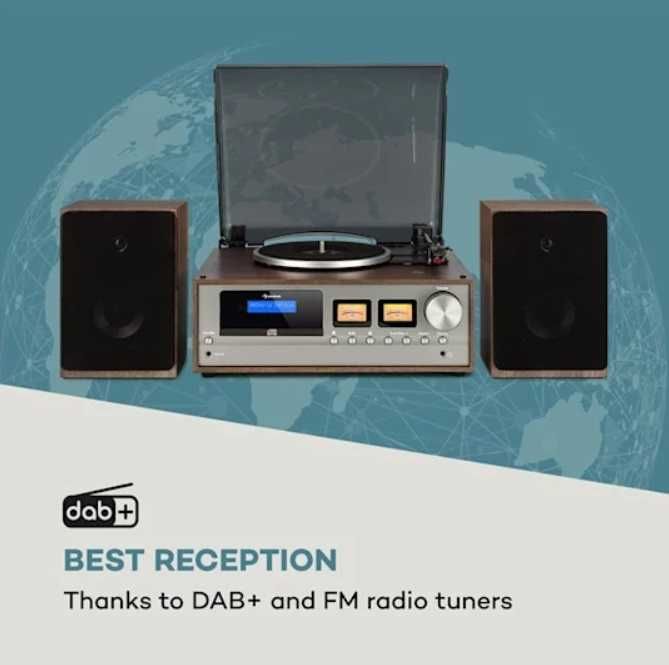 Wieża stereo retro gramofon DAB+/FM/BT/CD  Auna  G-285