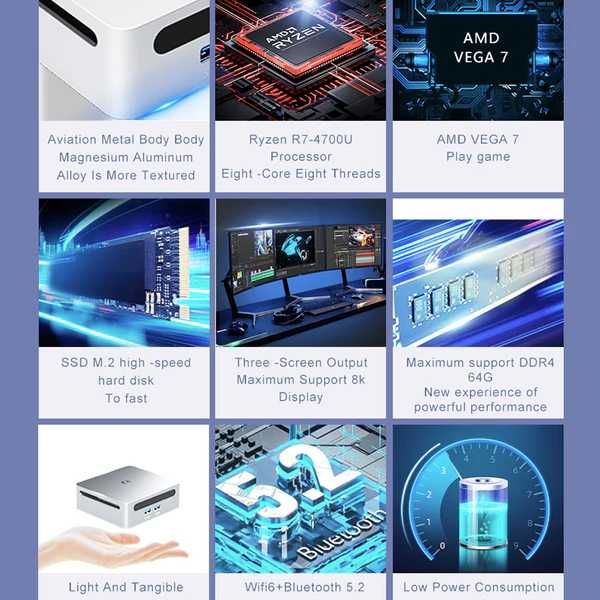 МініПК GenMachine Ren4000 AMD Ryzen 7 4700U/ Radeon Vega 7