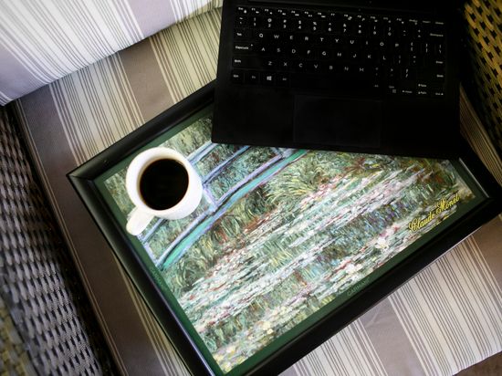 Podstawka pod laptopa tacka na kolana z poduszką Claude Monet Nenufary
