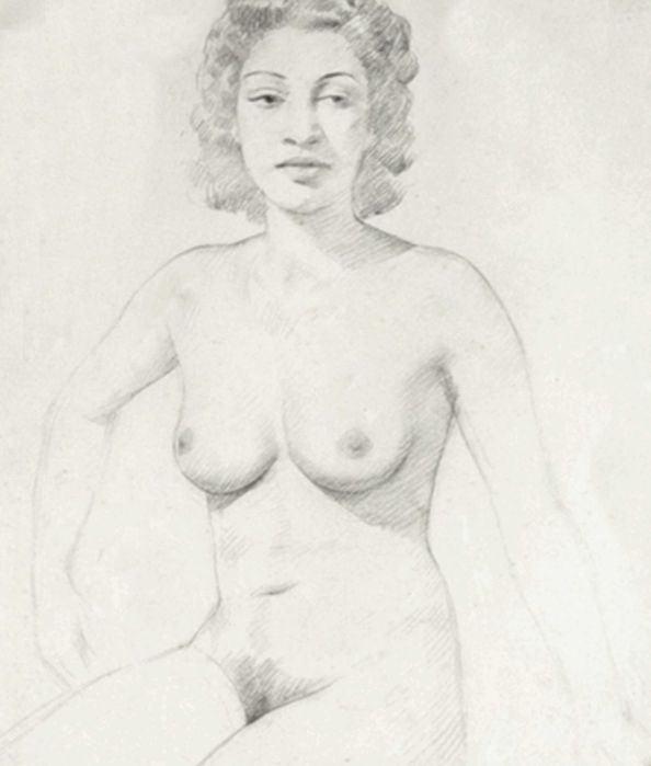 Pintura carvão nu mulher 1941 | Henrique Medina