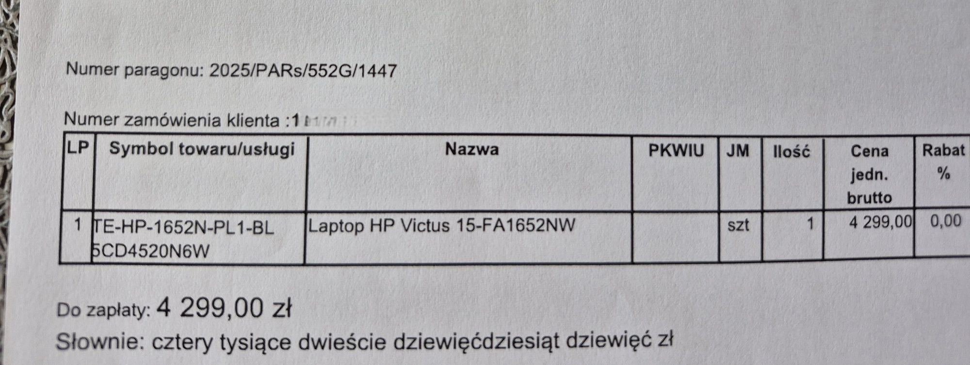 Sprzedam NOWY Laptop HP Victus 15-fa1652nw RTX 40
