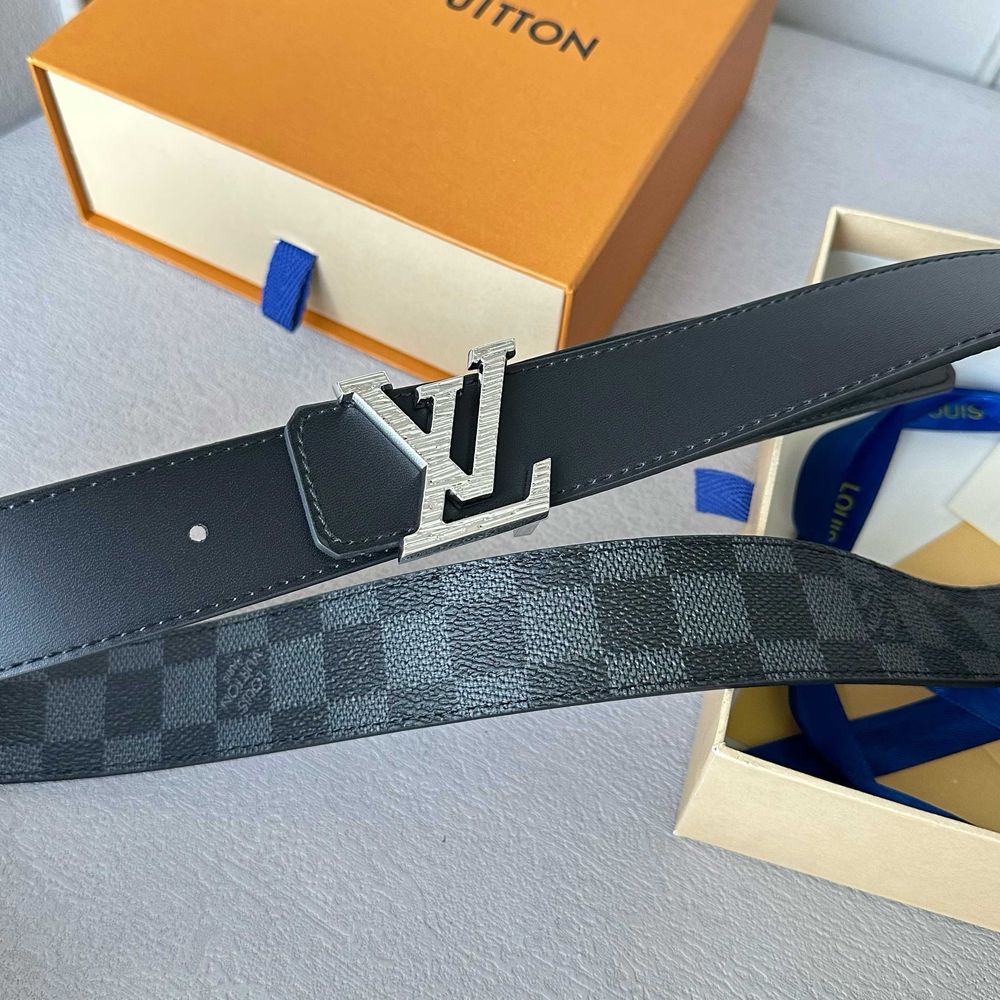 Пояс мужской Louis Vuitton ремень кожаный оригинал черный коричневый