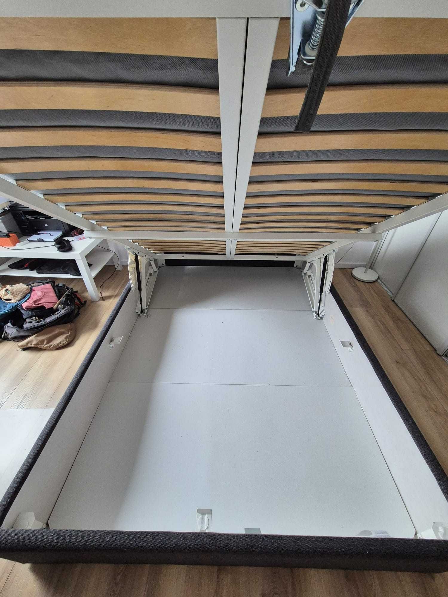 Ikea Bjorbekk Łóżko z pojemnikiem  + materac VESTERÖY - stan jak nowe!