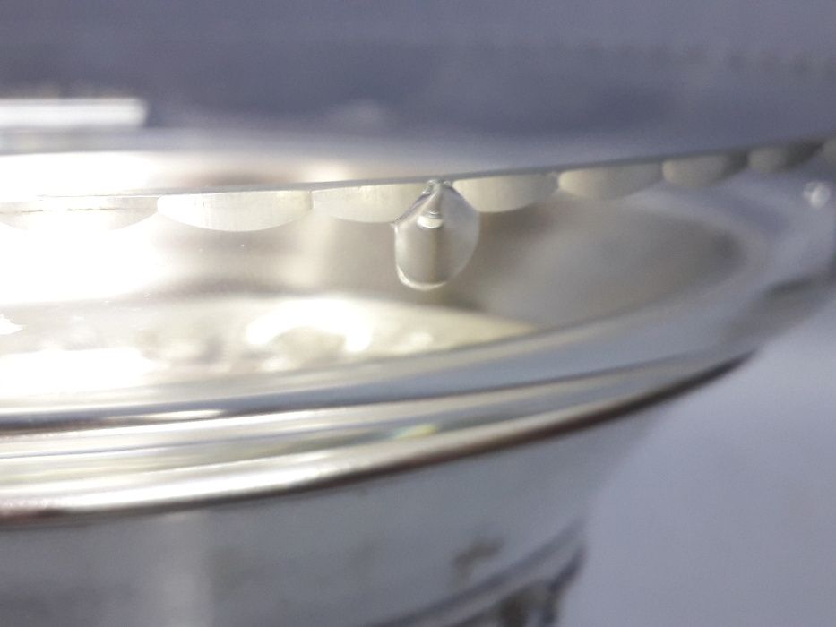 Posrebrzana patera na owoce, plater i szkło, pocz. XX w.