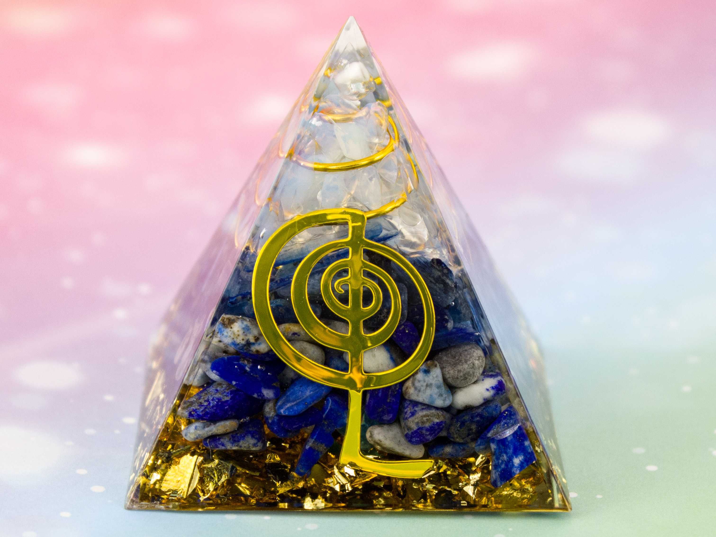 Piękna Piramidka Orgonit Sodalit Lazuryt Opal Klucz Harmonia 5 cm
