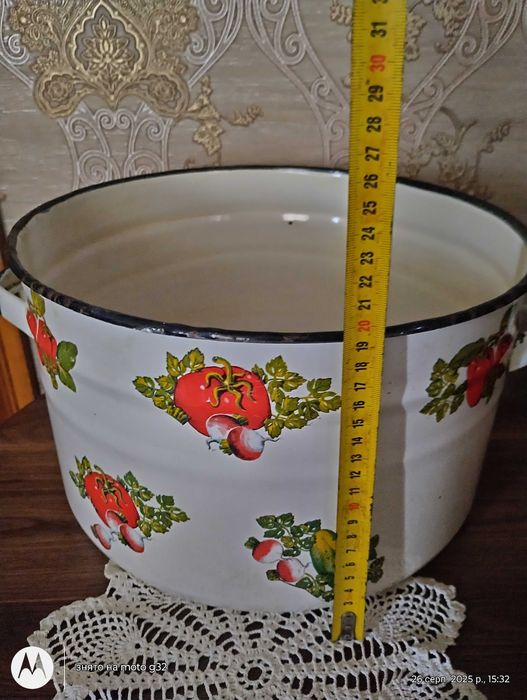 Каструля емальована з двума ручками 15 л. (З Кришкою)