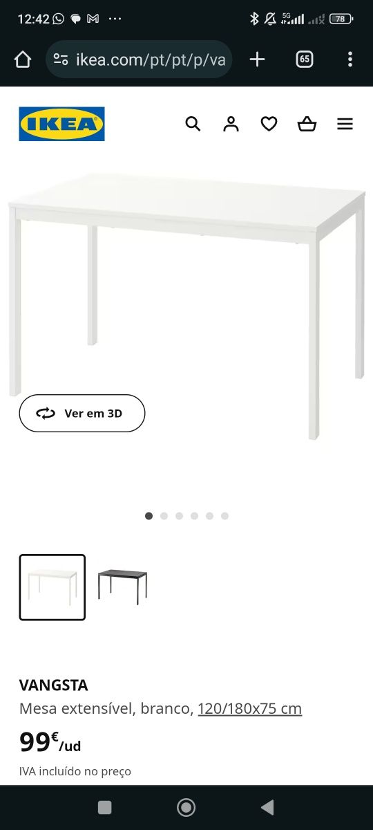 Mesa de jantar extensível IKEA vangsta