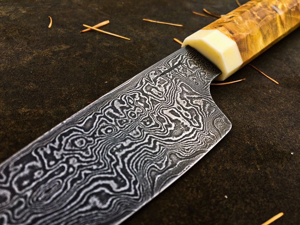 Nóż kuchenny damast custom handmade petty SKUD blades