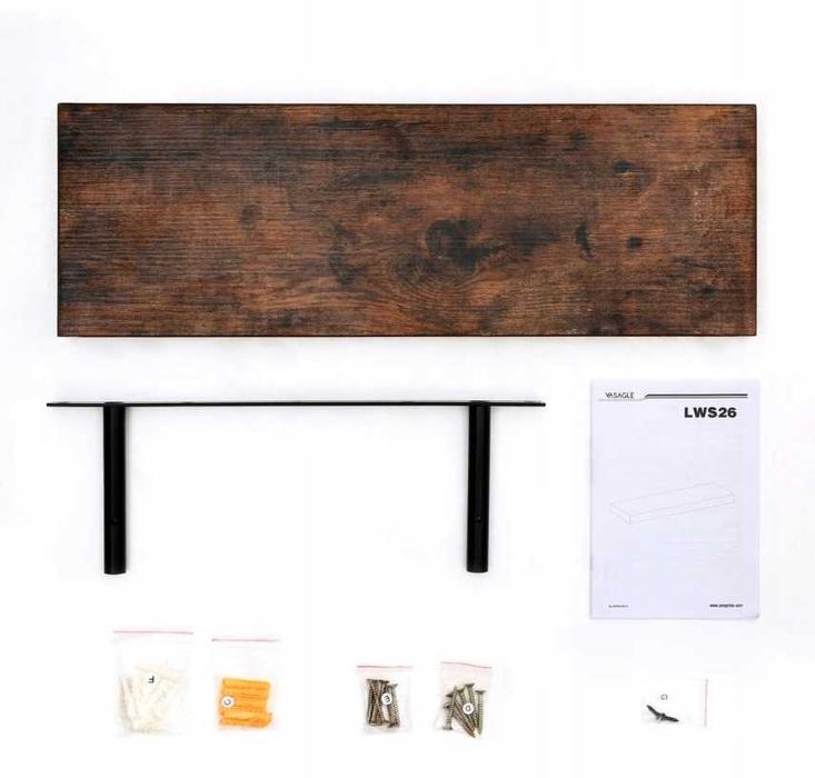 VASAGLE LWS28 Półka Ścienna 80 cm Vintage Pływająca Na Zdjęcia Książki