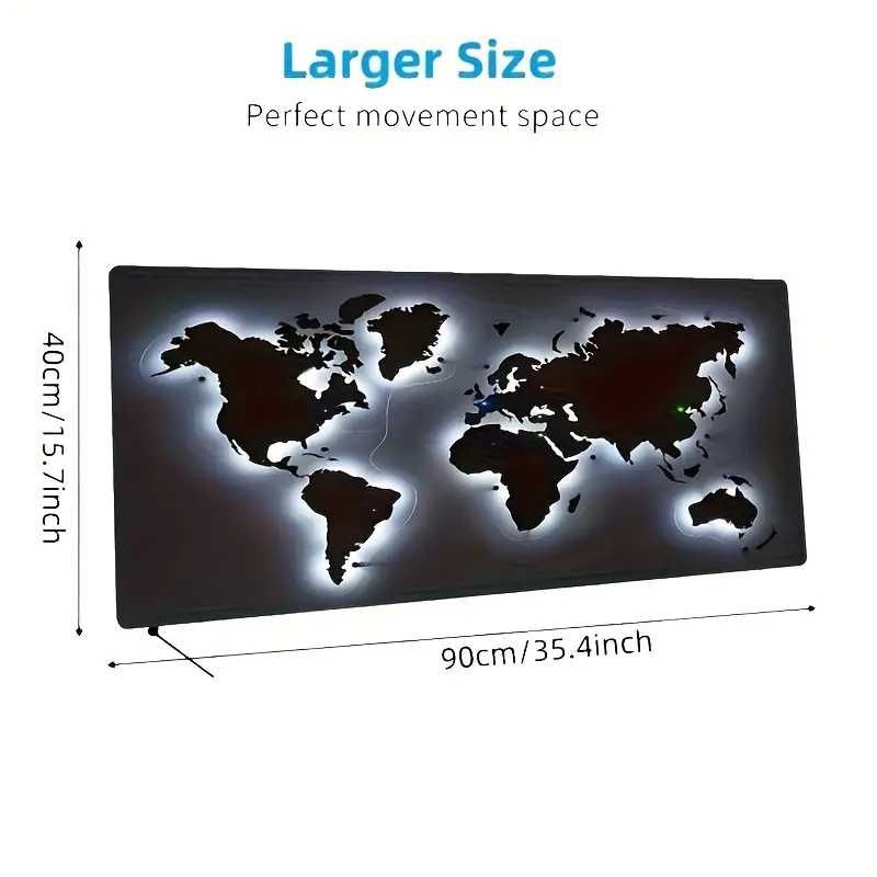 Duża podkładka LED 90x40 z mapą świata