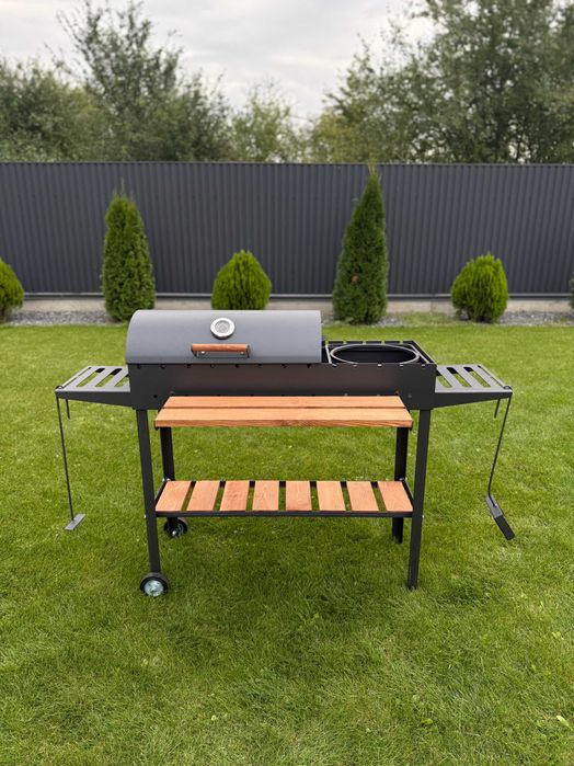 Великий посилений мангал-барбекю 5 мм з решіткою та підставкою