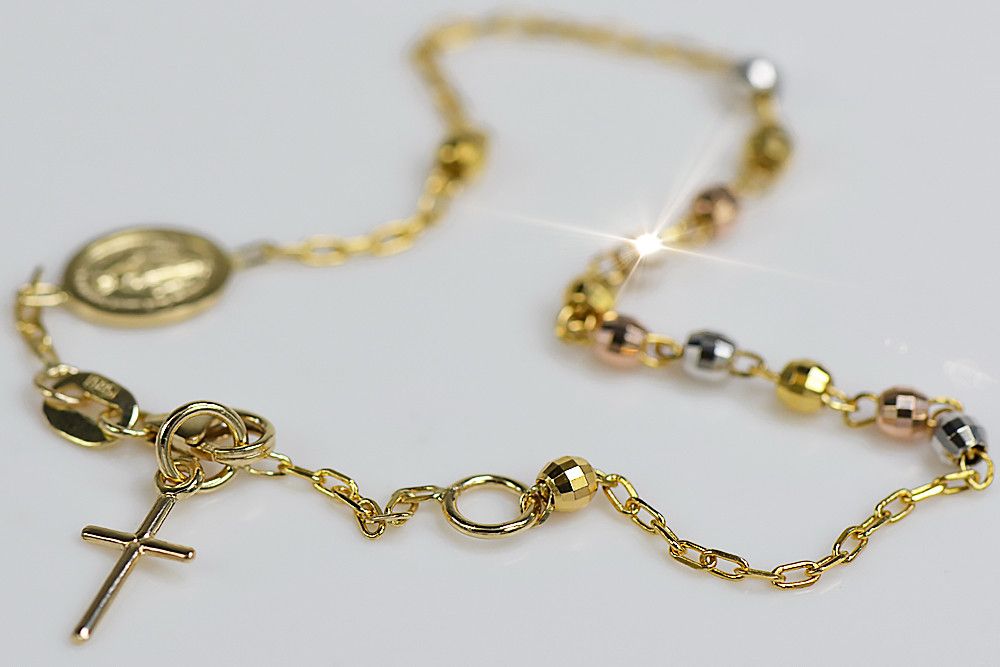 Złota bransoletka różaniec "Dolce Gab" 14k diament rbc001ywr Gdańsk