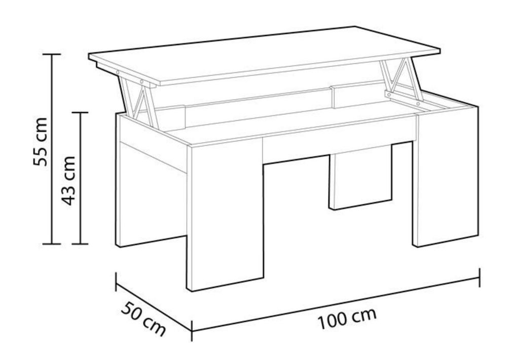 Mesa de centro Elevável 43x100x50 cm