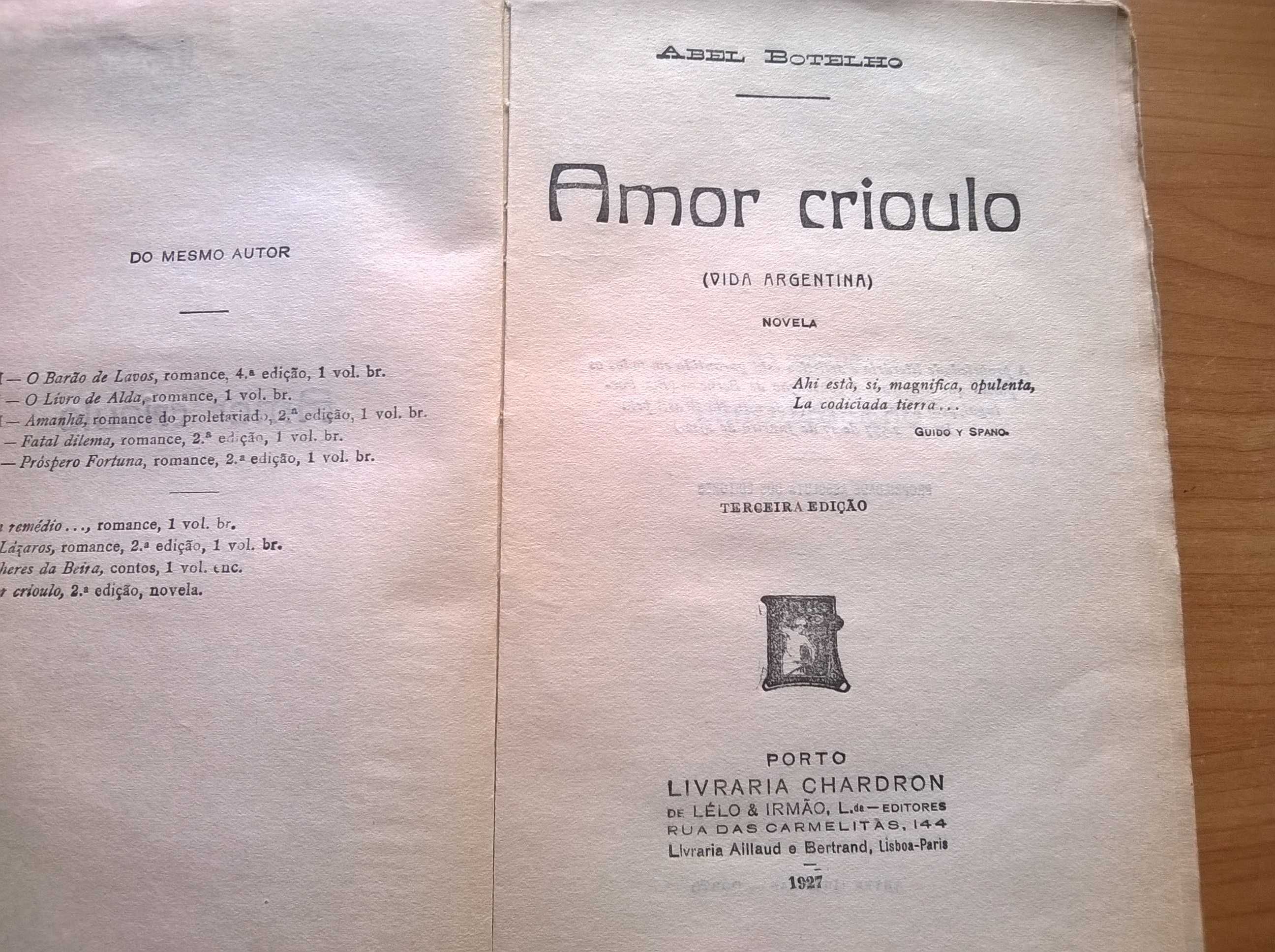 Amor Crioulo - Abel Botelho (portes grátis)