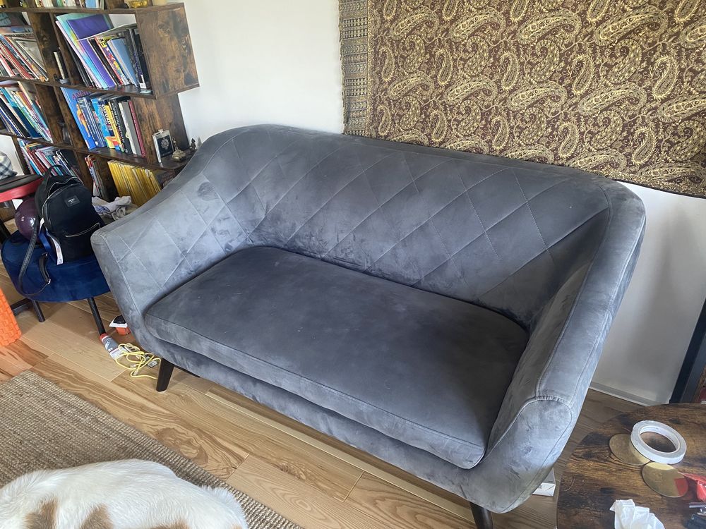 Kanapa sofa szara/błękitna
