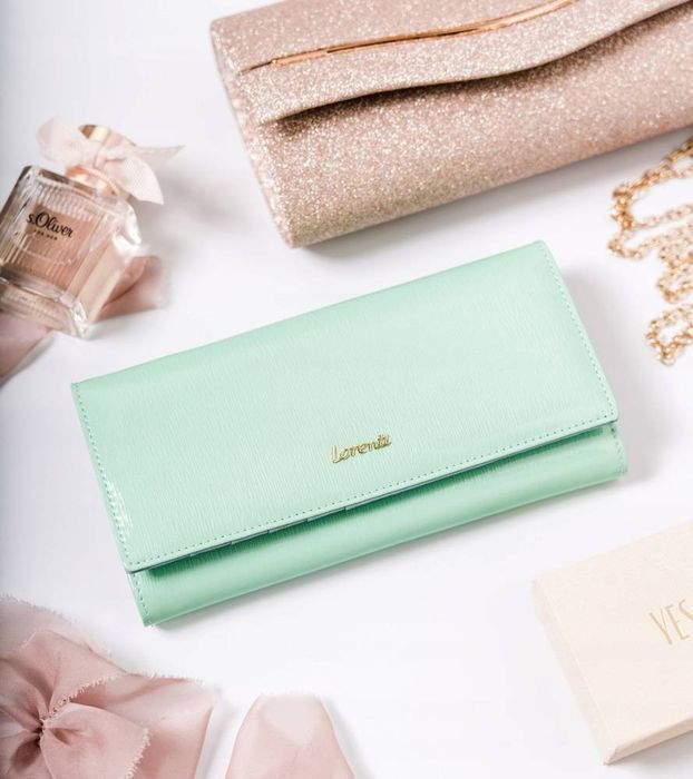 lakierowany, duży portfel damski ze skóry naturalnej - lorenti